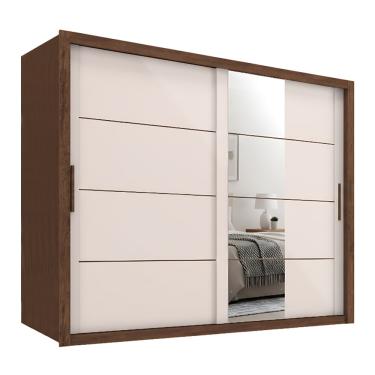 Imagem de Guarda Roupas Casal com Espelho 2 Portas de Correr 6 Gavetas Modena