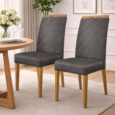 Imagem de Kit 2 Cadeiras de Jantar Estofadas Madeira Maciça Multimóveis CR15016