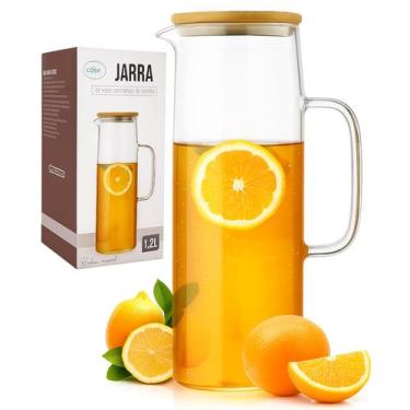 Imagem de Jarra Com Tampa De Bambu De Vidro Suco Chá Água 1,2 Litros - COSY UTIL
