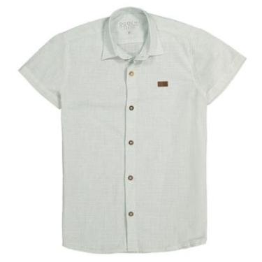 Imagem de Camisa Manga Curta Infantil Menino Linho Azul Claro Ogochi-Masculino