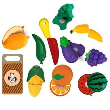 Imagem de Comidinhas Frutas e Legumes de Brinquedo Feirinha Mercadinho Infantil 