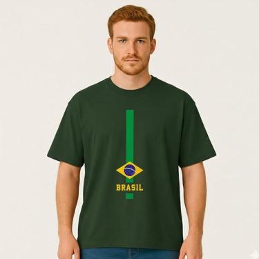 Imagem de Camiseta Oversized BRASIL Vertical Masculina Algodão Premium-Masculino