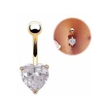 Imagem de Piercing De Umbigo Dourado Ou Prata Coração Branco Ou Rosa - De Castro