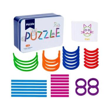 Imagem de Blocos De Padrões De Madeira Para Crianças, Bastões E Anéis, Brinquedo