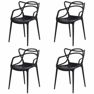Imagem de Kit 4 Cadeiras Para Sala De Jantar Allegra Empilháveis Pretas Preto