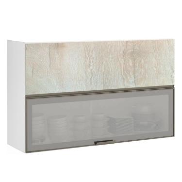 Imagem de Armário Basculante Misto Perola 120 Cm 1 Porta Fechada 1 Porta Alumínio Com Vidro Refle...