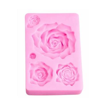 Imagem de Molde Silicone Rosas Flor Pasta Americana Biscuit Artesanato Resina - 