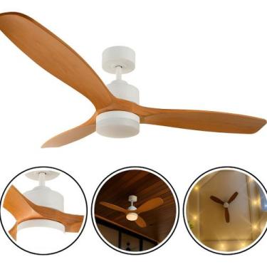 Imagem de Ventilador de Teto Elegant Branco com Pás de Madeira LED 48W Integrado