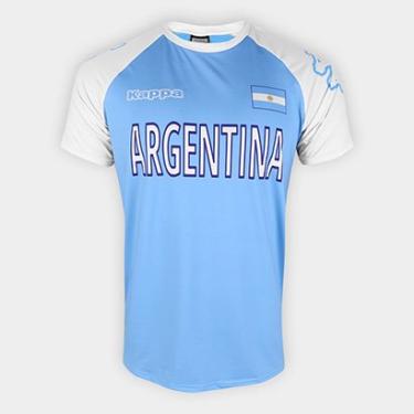 Imagem de Camiseta Argentina Logo Kappa Masculina-Masculino