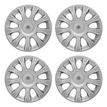 Imagem de Jogo de Calotas Aro 14 086AR-PTA + Emblema Alumínio Renault Prata - Ga