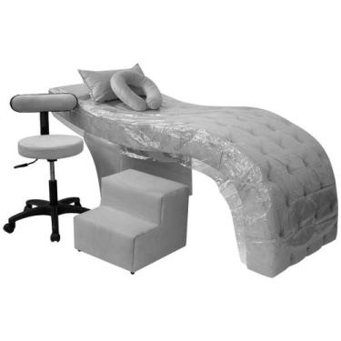 Imagem de Maca Estética Charme Cílios + Mocho + Escada + Capa Veludo - SOFA STOR