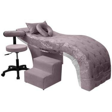 Imagem de Kit Maca Estética Charme para Cílios + Mocho + Escada + Capa Veludo Co