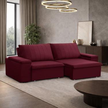 Imagem de Sofá 3 Lugares Retrátil Reclinável Para Sala 225cm Malfati F04 Veludo Vermelho - Lyam D...