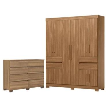 Imagem de Guarda Roupa Casal Vizanno 10 Portas com Cômoda Sintra com Pés Amêndol