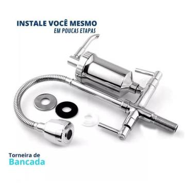 Imagem de Torneira Com Filtro Gourmet Cozinha Bancada 1/4 Volta Flexível CasaGra