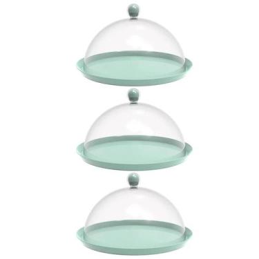 Imagem de Kit 3 Porta Bolo Torta 30cm Verde Menta Cúpula Boleira Doces Petiscos 