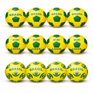 Imagem de Kit 12 Bolas Infantil Brasil Vinil Copa Futebol Lider