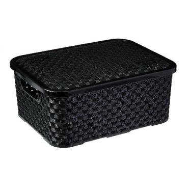 Imagem de Cesto Organizador Rattan Multiuso Caixa Com Tampa 2 Litros - Nitron