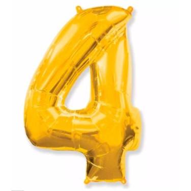 Imagem de Balão número 4 metalizado Dourado 40" 100 cm - Make+