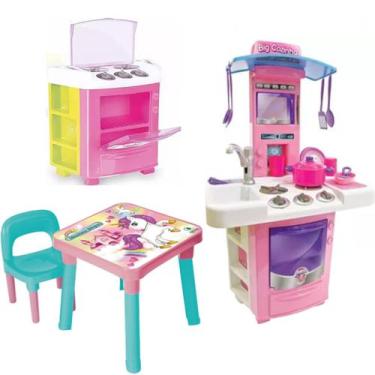 Imagem de Mesa Unicórnio Desmontável Infantil + Fogão e Big Cozinha - Monte Líba