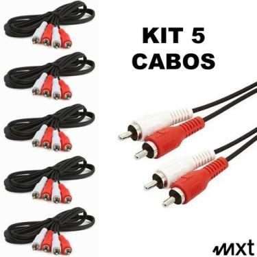 Imagem de Kit 5 Cabo 2 RCA x 2 RCA Auxiliar Audio 1,5m Niquel MXT