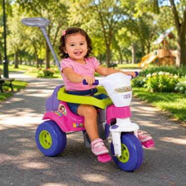 Imagem de Carrinho de Passeio Infantil Tico-Tico Motoca Bichos Rosa Com Som e Lu