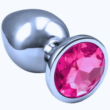 Imagem de Plug Anal de Aço com Joia Sexshop - LOVEMAX IMPORT, PINK, 9,5CM