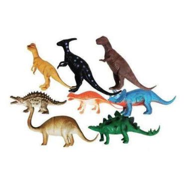 Imagem de Brinquedo Infantil Dinossauros Emborrachados Com 10 Peças Art Brink