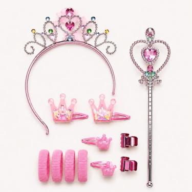 Imagem de Kit Princesa Infantil Coroa Varinha Tiara 10 Peças Festa - Genérica