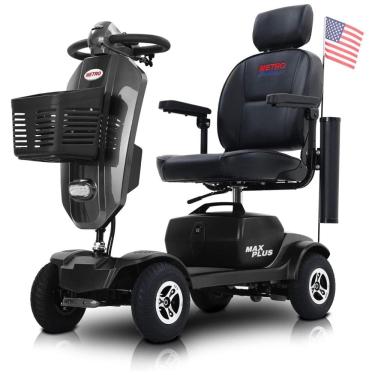 Imagem de Cadeira de Rodas Elétrica Metro Mobility para Adultos, 136 kg de Capacidade, Pneus Pneumáticos de 23 cm e Caixa para Muletas, Viagem