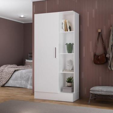 Imagem de Sapateira para Quarto 1 Porta 7 Prateleiras Espresso Móveis Branco