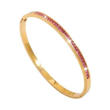Imagem de Conjunto De Pulseiras Empilháveis De Aço Inoxidável Com Zircônia Brilh