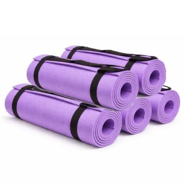 Imagem de Kit 5 Tapete de Yoga c/ Alça Lilas 5mm EVAMAX 170x60cm
