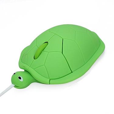 Imagem de elec Space Mouse óptico com fio USB em forma de tartaruga animal fofo para notebook, computador, laptop, 1200 DPI, 3 botões com cabo de 9,1 m (verde)