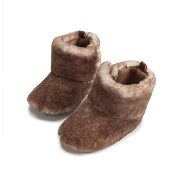 Imagem de Jueshanzj sapatos para bebês meninas sapatos para bebês sapatos de bebê de couro macio sapatos para bebês meninas sapatos de lã botas de lã, Marrom, 7 Toddler
