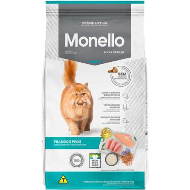 Imagem de Ração Seca Monello Frango e Peixe Bolas de Pelos para Gatos Adultos - 15 Kg