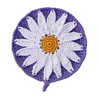 Imagem de Vanyear Conjunto de 4 peças de tecido Doilies de crochê descartáveis redondos de Natal Doilies cor roxa