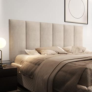 Imagem de Cabeceira Painel Suspensa Para Cama de Casal Estofada Suede 140x55 (Areia)