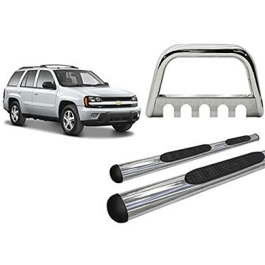 Imagem de Kit Quebra Mato c/Chapa + Estribo OVAL/TrailBlazer Cromo