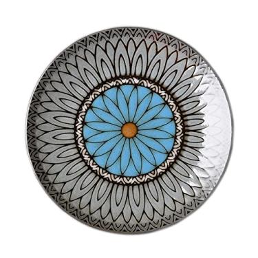 Imagem de Prato de macarrão, prato de jantar chinês pintado à mão, de cerâmica, prato redondo de porcelana de 20,32 cm para micro-ondas e lava-louças, prato