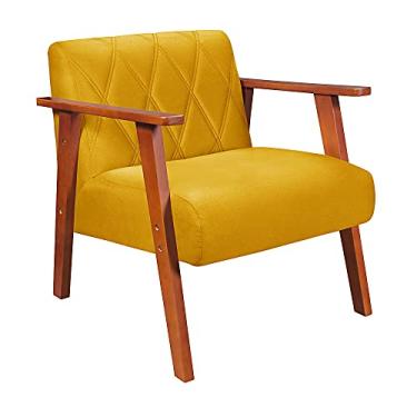 Imagem de Essencial Estofados Poltrona Decorativa Madri Em tecido Suede (Mostarda)