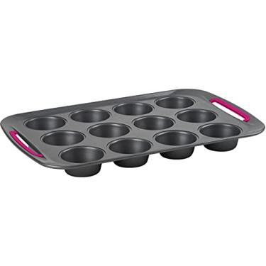 Imagem de Trudeau Forma de muffin de metal de aço carbono antiaderente, 12 unidades, cinza