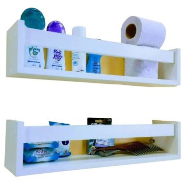 Imagem de Nicho Organizador De Banheiro Cosmético Shampu Porta Toalha Cabideiro Mdf 40cm