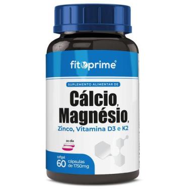 Imagem de Cálcio Magnésio Zinco Com Vitamina D3 E K2  60 Cápsulas - Fitoprime