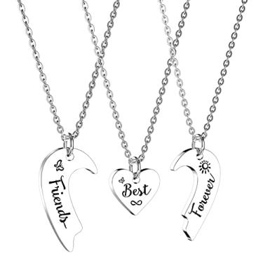 Imagem de HOFOYA Conjunto de colar de irmãs Best Friends Forever combinando BFF para 2, 3 e 4, colares para mãe e filha, colar da amizade, presente de aniversário de Natal para mulheres adolescentes e irmãs