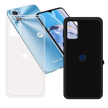 Imagem de FZYM Capa fina preta e transparente para Motorola Moto E22, capa protetora macia para telefone com proteção TPU flexível para Motorola Moto E22 (6,5 polegadas)