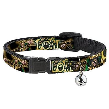 Imagem de Buckle-Down Coleira De Gato Breakaway Loki Poses Preto Dourado Verde 20 3 A 30 4 Cm De Largura Modelo: Bac-Wav037-Nm