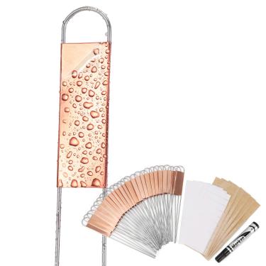 Imagem de Wanapure 25 peças de etiquetas de plantas de metal de cobre com 50 etiquetas, película de PET à prova de chuva e caneta permanente, banner de 8 polegadas à prova de intempéries, marcadores de jardim com proteção de marcação para assadeiras de berçário