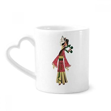 Imagem de Caneca com imagem feminina Chinese Shadow Play Caneca de café cerâmica copo de coração de vidro
