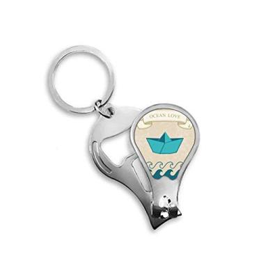 Imagem de Barco dobrável de papel oceano amor mar vela cortador de unhas abridor chaveiro tesoura